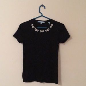 Draper James XS Black Tee with Beaded Bows!